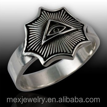 Sun Face Freemason the Eye of Providence all-seeing eye Illuminati ring