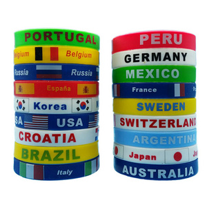 2023 Soccer Wristband Custom Country World Flag Silicone Bracelet for National Football Supporters Fans Souvenir Gifts