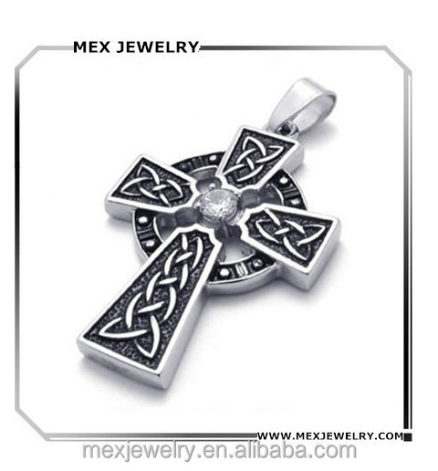 Stainless Steel Irish Knot Celtic Cross Mens Womens Necklace Pendant