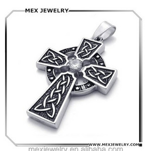 Stainless Steel Irish Knot Celtic Cross Mens Womens Necklace Pendant