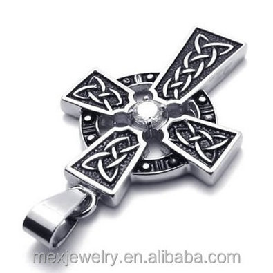 Stainless Steel Irish Knot Celtic Cross Mens Womens Necklace Pendant