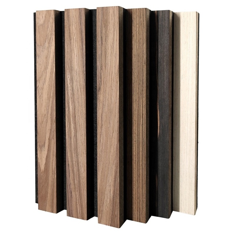 MDF acoustic akupanel wooden slotted slat soundproof interior wall cladding wood veneer panel