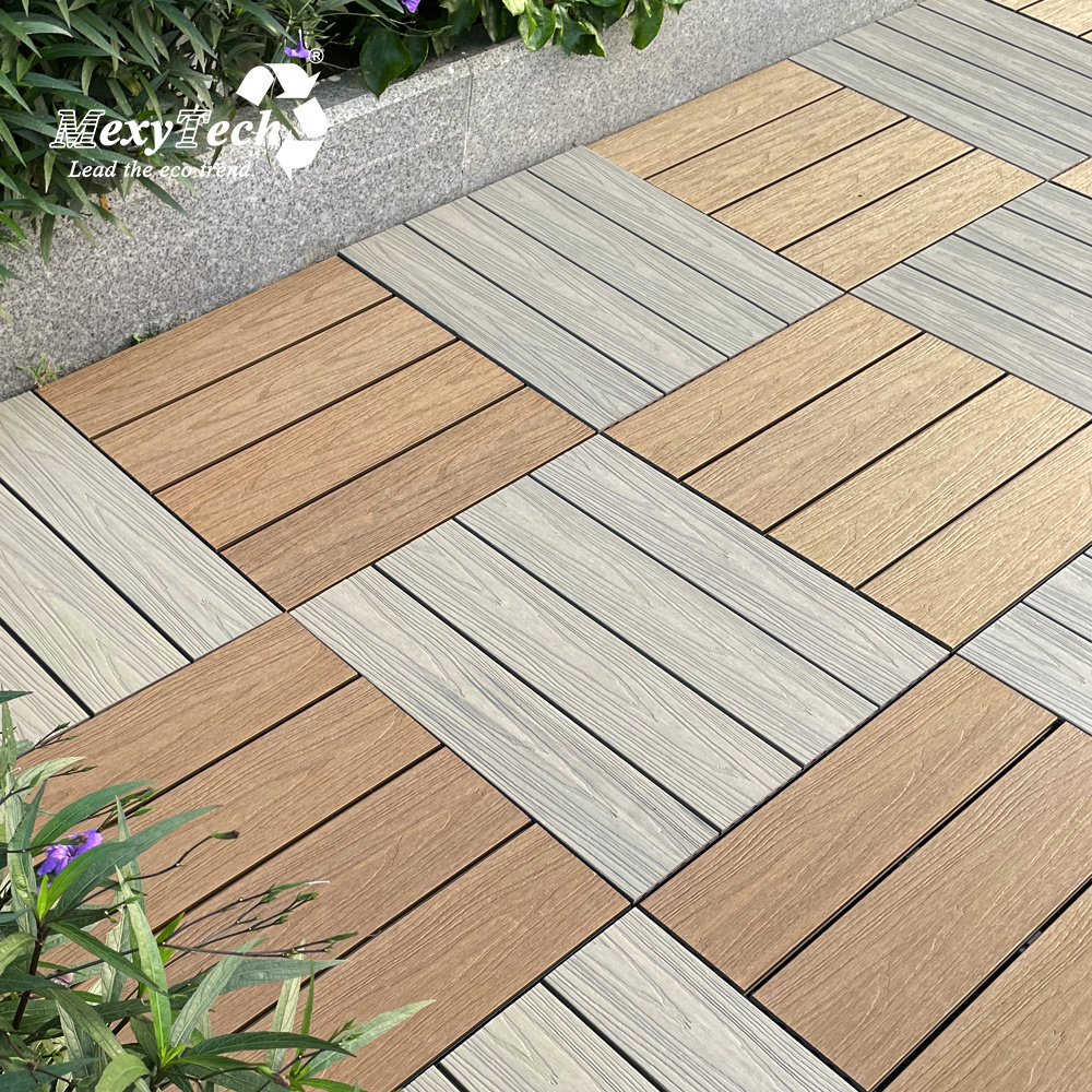 MexyTech Foolproof Set-up Plastic Tile Interlocking Composite Wood Deck Tiles WPC