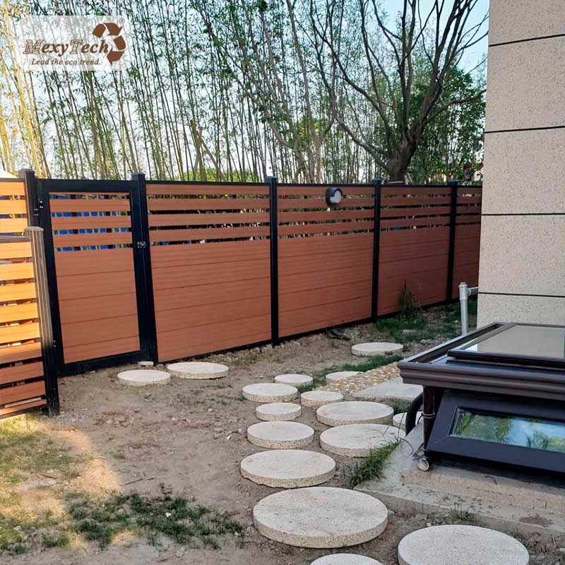 Wpc slats composite panels garden fence with gate