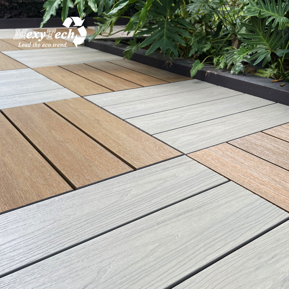 MexyTech Foolproof Set-up Plastic Tile Interlocking Composite Wood Deck Tiles WPC