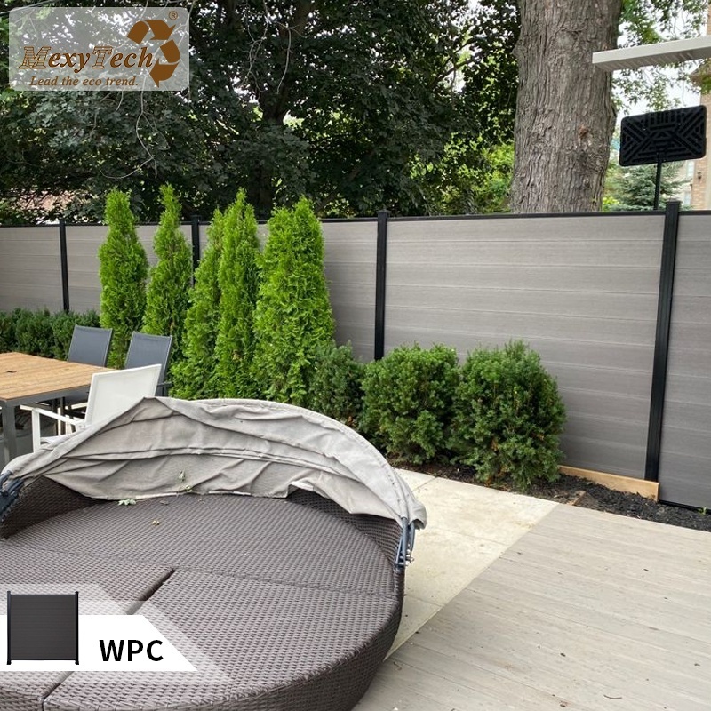 Mexytech Garden Pvs Fence Vinyl Fencing Wholesale Cheap Plastic WPC Outdoor Fence Waterproof PVC 6ft Metal Aluminum Brushed