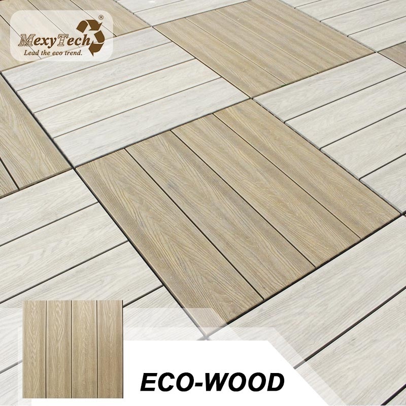 ECO Ready In Minutes  Decking On Deck Interlocking Outdoor Wood Tiles WPC