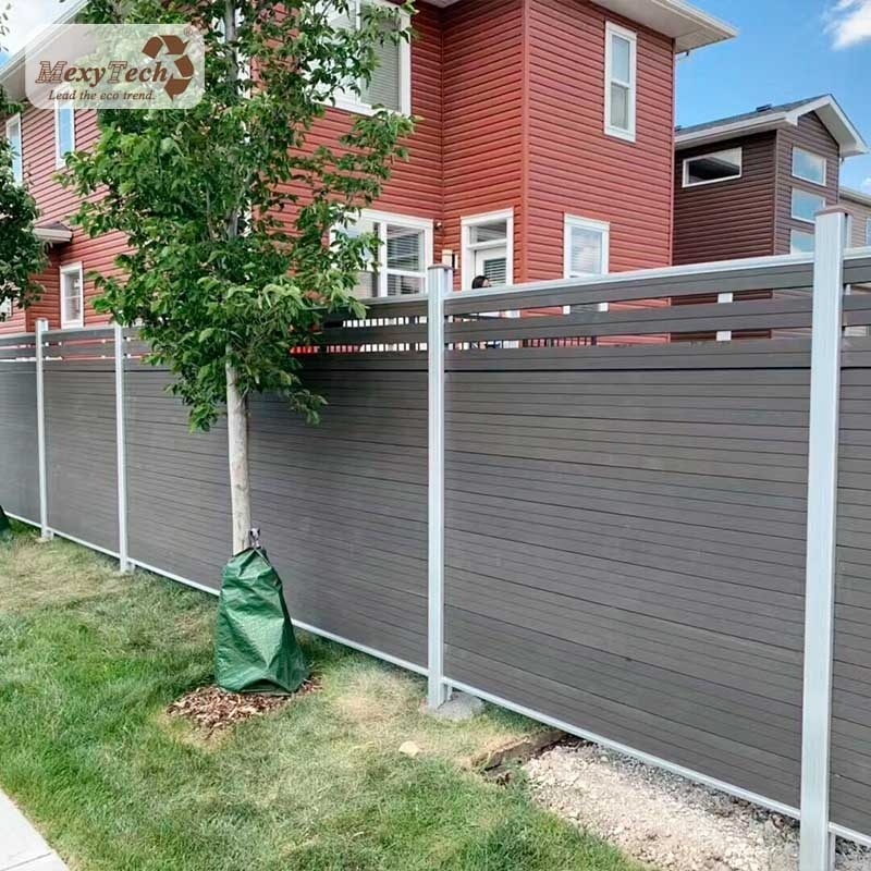 Wpc slats composite panels garden fence with gate