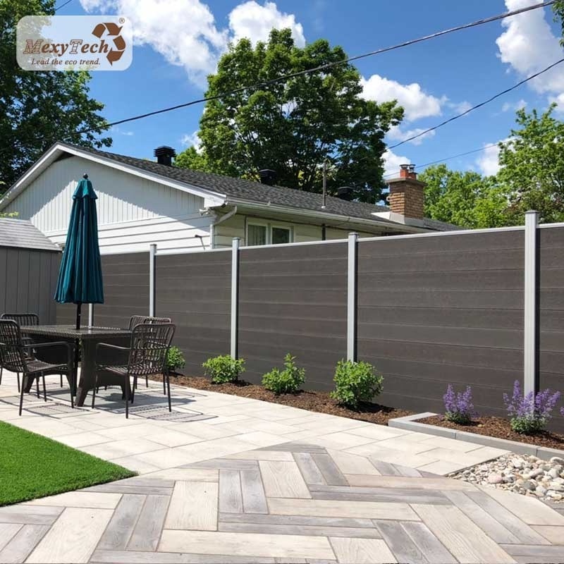 Foshan MexyTech wood plastic composite wpc panels outdoor fence with aluminum post