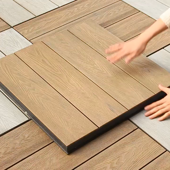 ECO Ready In Minutes  Decking On Deck Interlocking Outdoor Wood Tiles WPC