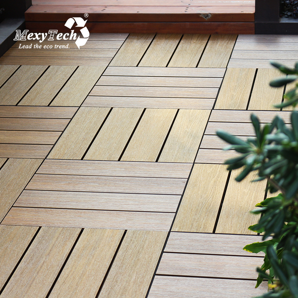 ECO Ready In Minutes  Decking On Deck Interlocking Outdoor Wood Tiles WPC