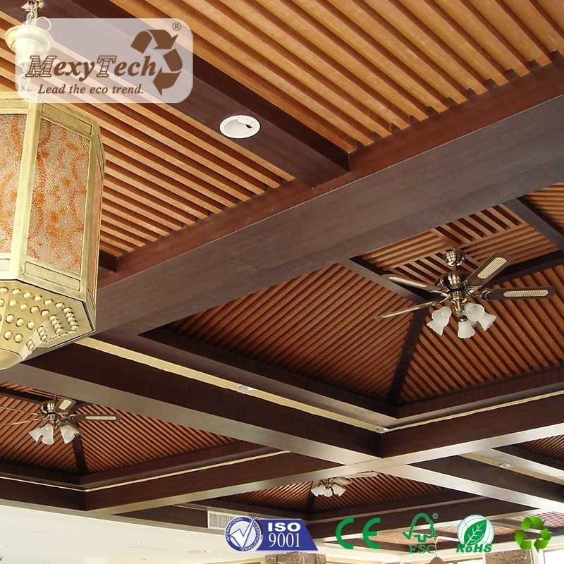 pvc ceiling decorative 3d strip wood office wpc ceiling panel composite