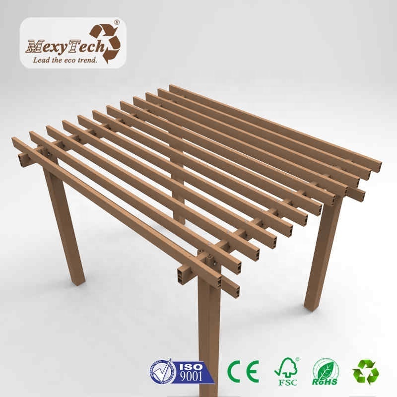 Cheap waterproof gazebo pavilion design wooden natural balcony garden gazebo WPC pergola for yard