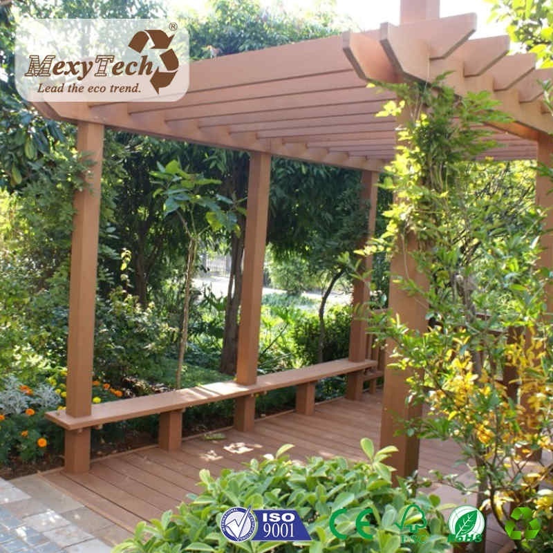 Foshan terrace gazebo wooden natural balcony garden gazebo WPC composite pergola for yard