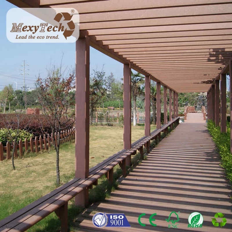 Foshan terrace gazebo wooden natural balcony garden gazebo WPC composite pergola for yard