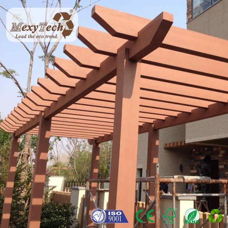 Foshan terrace gazebo wooden natural balcony garden gazebo WPC composite pergola for yard