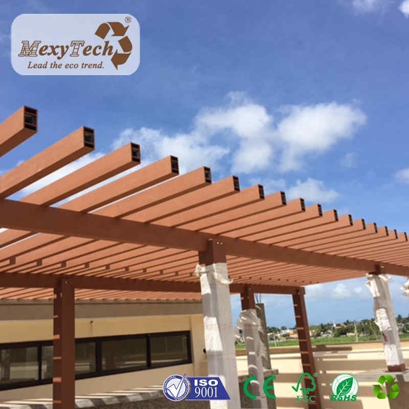 Foshan terrace gazebo wooden natural balcony garden gazebo WPC composite pergola for yard