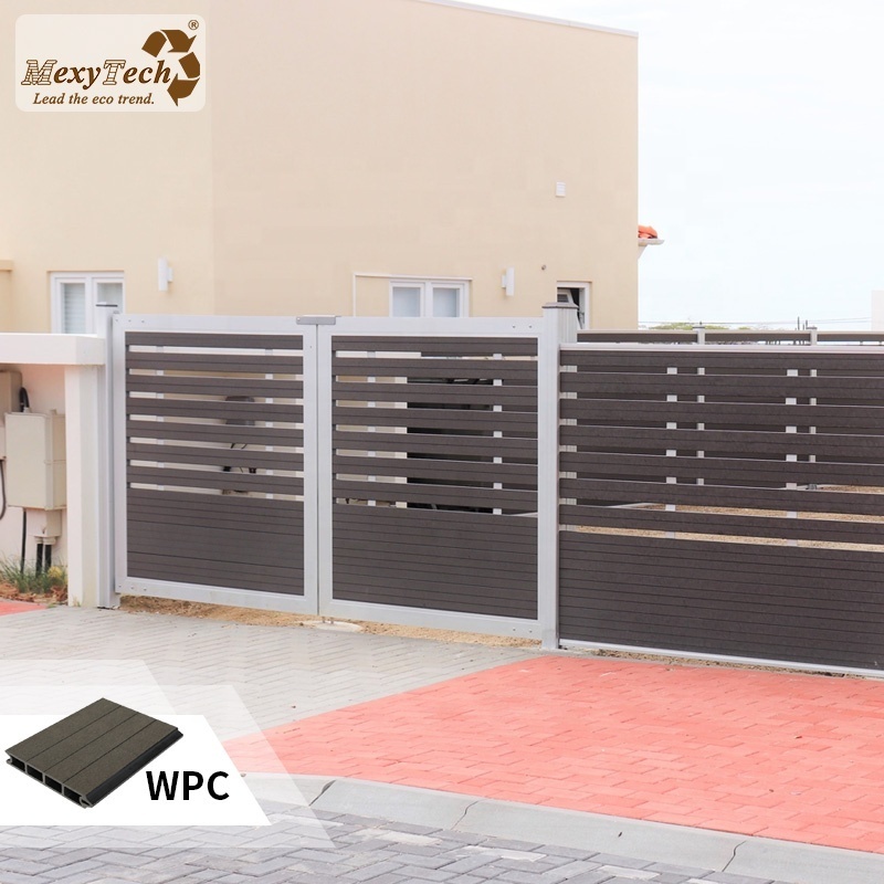 Outdoor Automatic swing gate with Motor WPC Aluminum Double Door