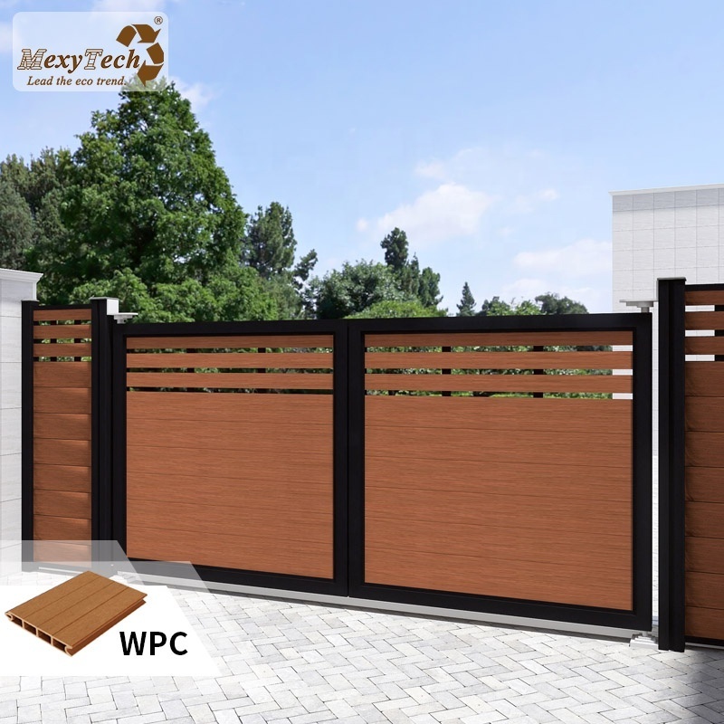 MexyTech WPC Fence Garden Automatic Double Swing Gate WITH OPERATOR