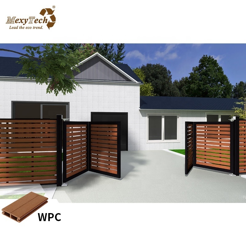 MexyTech WPC Fence Garden Automatic Double Swing Gate WITH OPERATOR