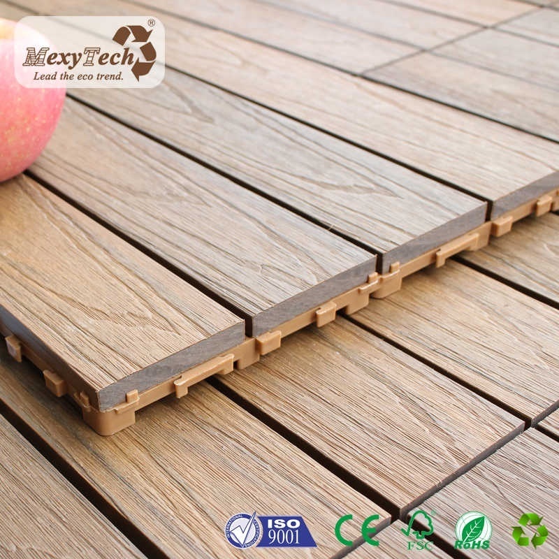 non-slip wood plastic outdoor deck interlocking plastic balcony floor tiles