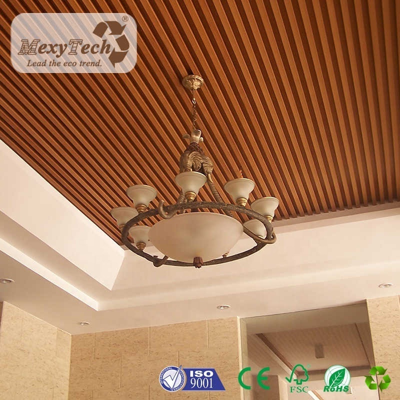 pvc ceiling decorative 3d strip wood office wpc ceiling panel composite