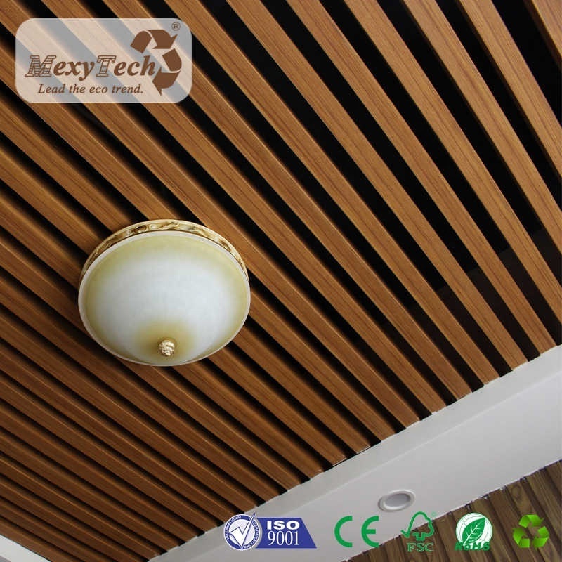 pvc ceiling decorative 3d strip wood office wpc ceiling panel composite