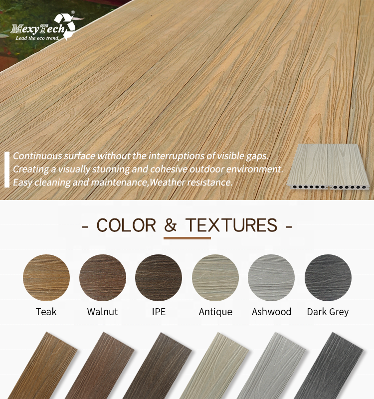 Outdoor decking boards No seam design engineering flooring Wood Plastic Composite Decking flooring Wpc Decking