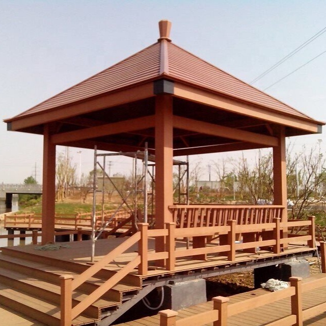 waterproof chinese style outdoor garden composite wood wpc gazebo