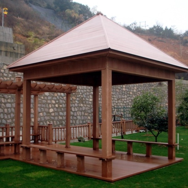 waterproof chinese style outdoor garden composite wood wpc gazebo