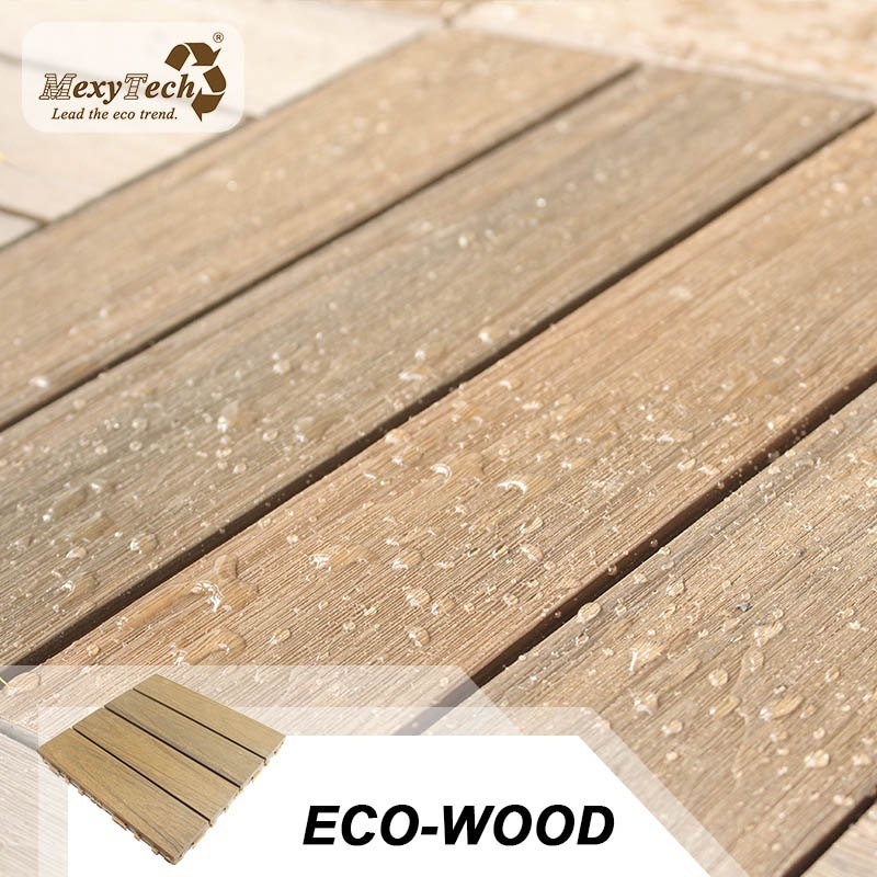 580*580mm Big size steady Waterproof Interlocking Patio tile Flooring Outdoor Wood Plastic Composite DIY Click WPC decking Tiles