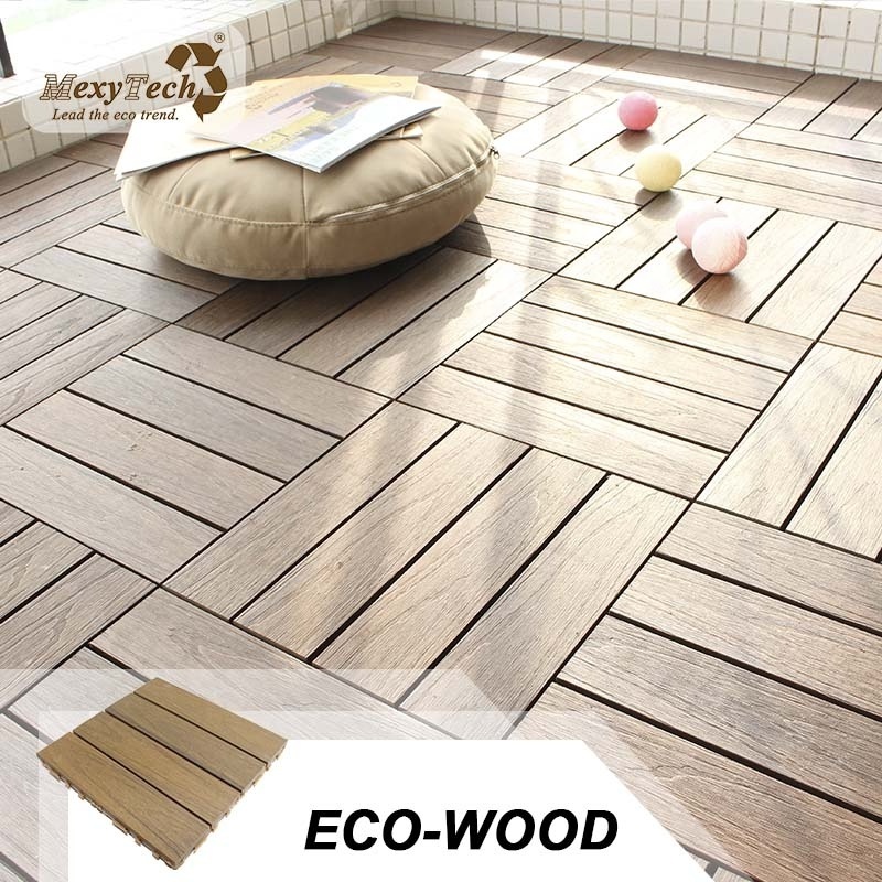 580*580mm Big size steady Waterproof Interlocking Patio tile Flooring Outdoor Wood Plastic Composite DIY Click WPC decking Tiles