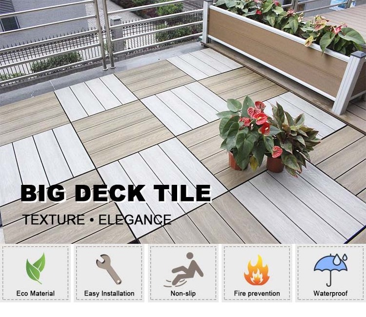 Snap Design Fireproof Deck Composite Decking Tile Click Together Patio Tiles