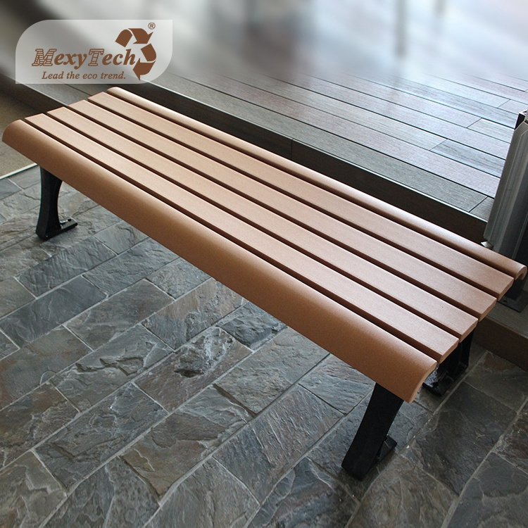 Wholesale sturdy decorative 2 seater outdoor bench aluminum leg armless wpc garden bench