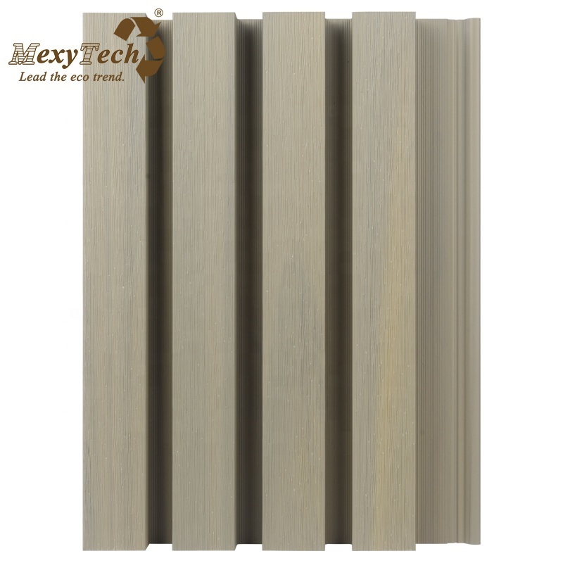 Waterproof wood texture fluted wpc fluted slat cladding   pvc film wood plastic wpc ceiling wall panel