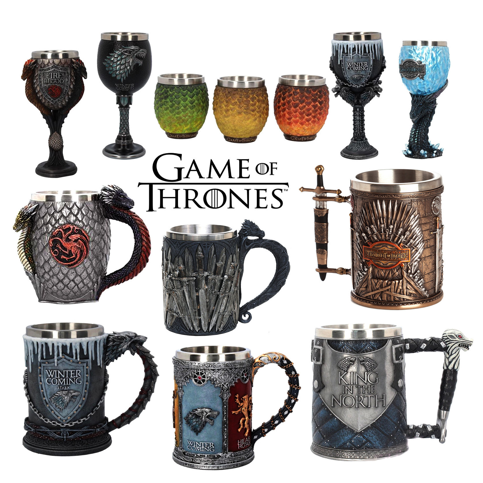 Creative Game of Thrones Stainless Steel Whiskey Metal Mug Goblet Personalized Embossed Beer Wine Glass