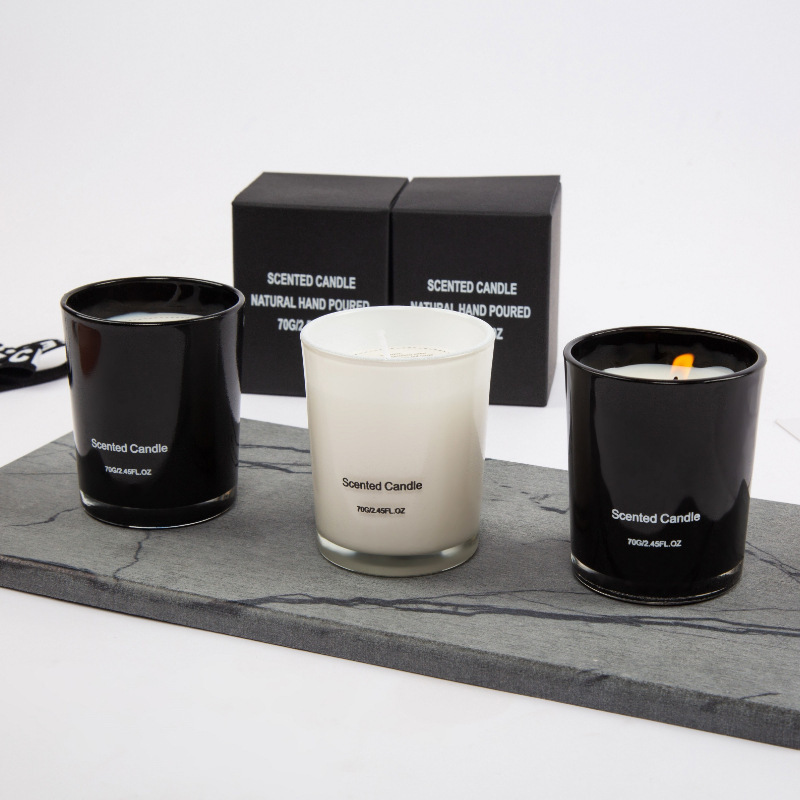 OEM Luxury Custom Logo Vanilla 70g Soy Wax Glass Aromatherapy Scented Candles Hot Sale