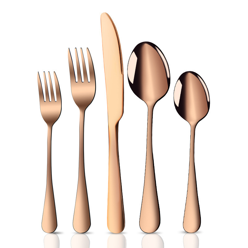 Fast delivery restaurant hotel stainless steel cutlery set knife fork spoon flatware sets black gold flatware bulk custom logo