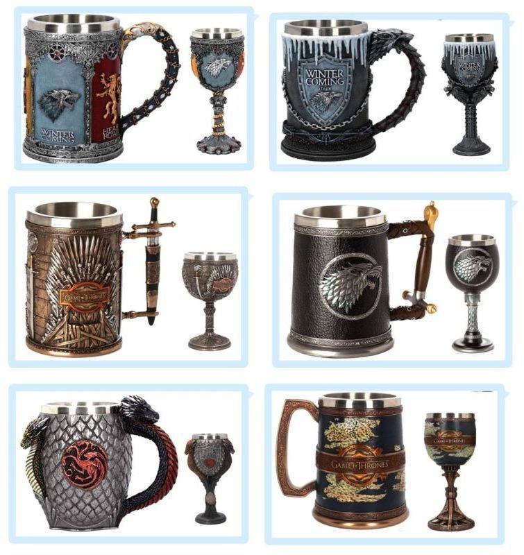 Creative Game of Thrones Stainless Steel Whiskey Metal Mug Goblet Personalized Embossed Beer Wine Glass