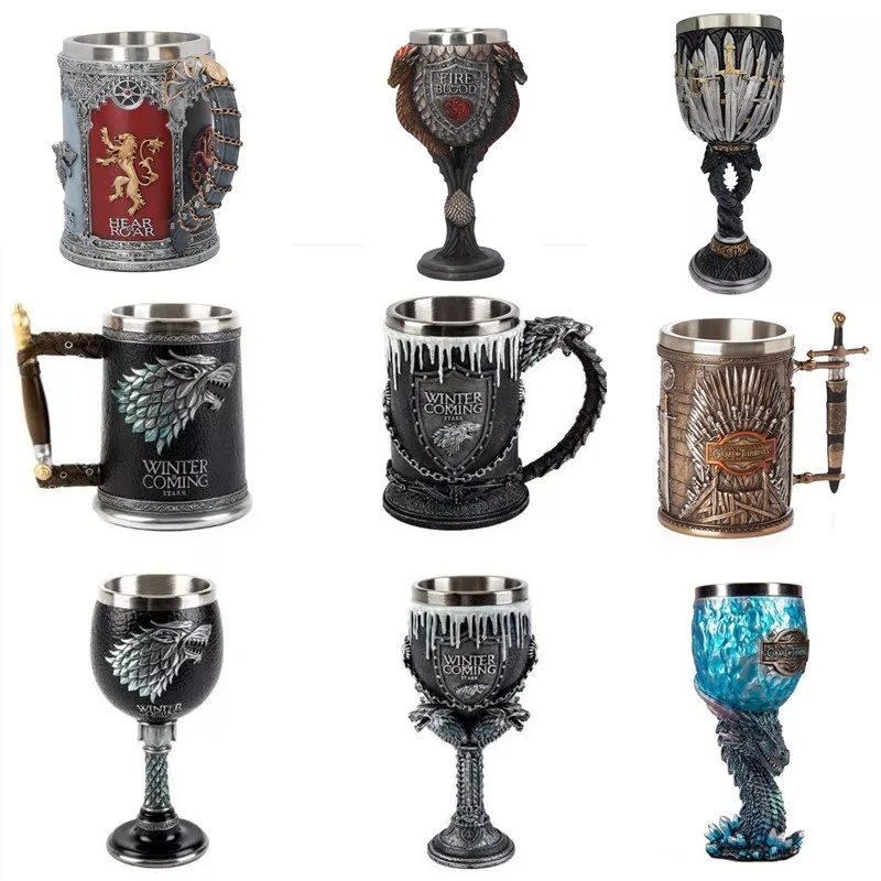 Creative Game of Thrones Stainless Steel Whiskey Metal Mug Goblet Personalized Embossed Beer Wine Glass