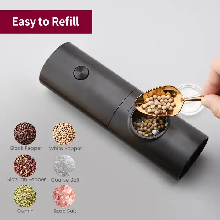 One Button Control Battery-powered Dry Plastic Electric Salt and Pepper Spice Mill Grinders Mills