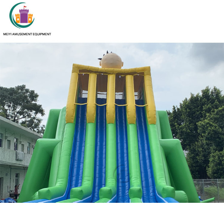 Four Lanes Giant Inflatable Slides Outdoor Adults Inflatable Water Slides Long Slip And Slide