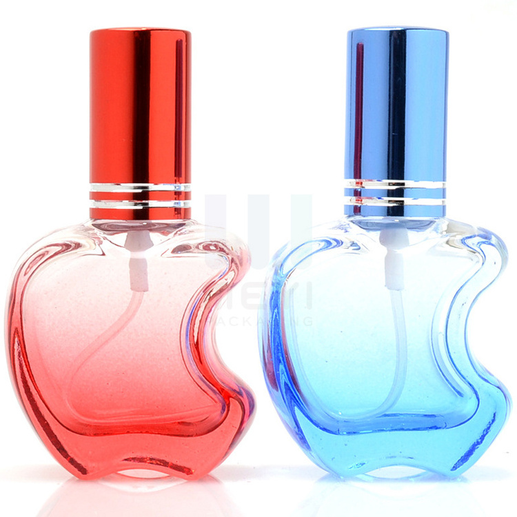 Small MOQ Wholesale unique colorful Red Blue Gold Pink Clear 10ml Sample Atomizer Perfume Spray Glass Bottles