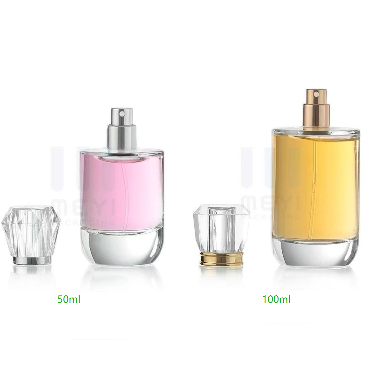 New 2024 perfume bottles wholesale empty perfume bottles with boxes 50 and 100 ml transparent gemstone shape cap