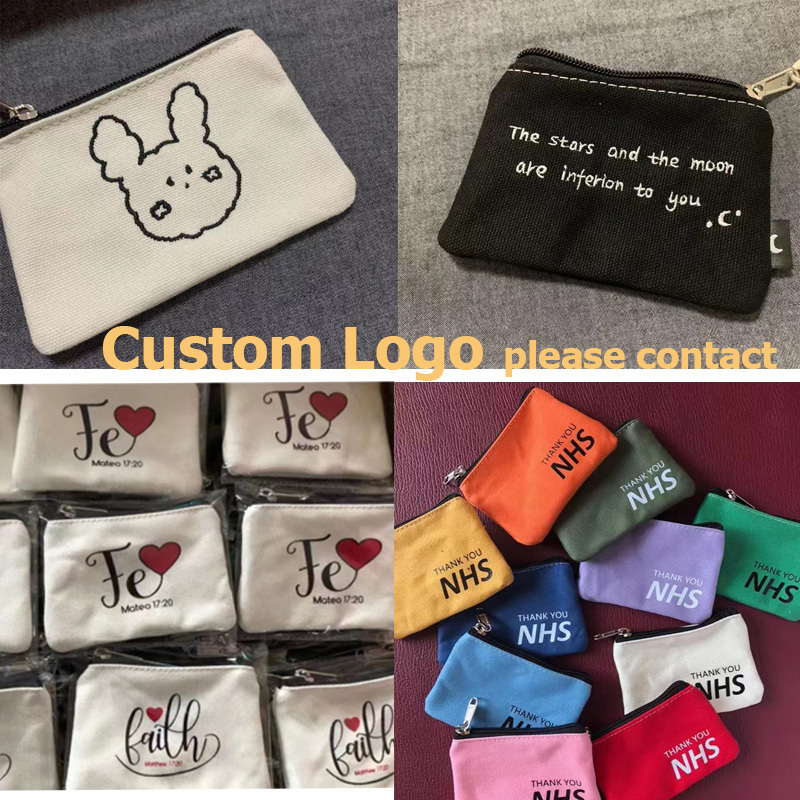 Wholesales Wallet Custom Good Quality Hand-held Wallet Mini Plain Canvas Cotton Custom Coin Purse