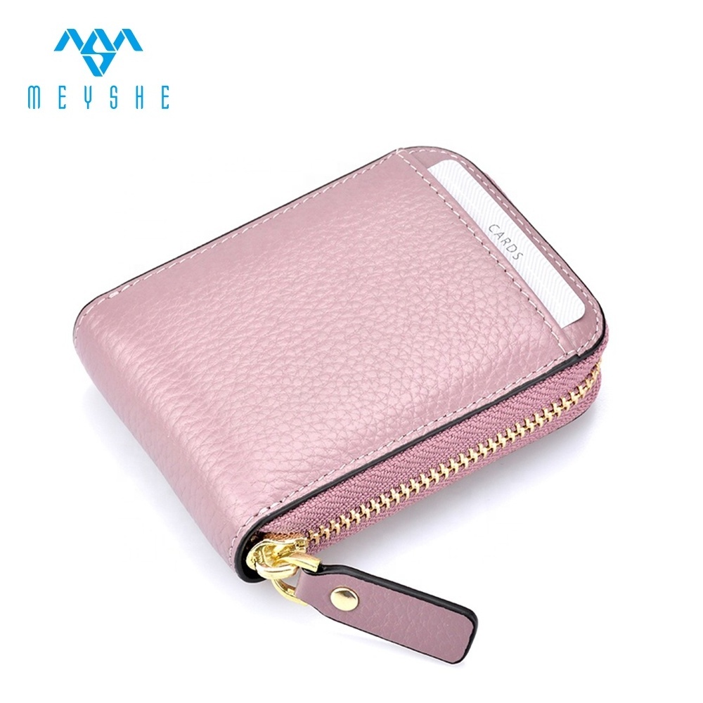 Fashion premium good cowhide small genuine leather card holder women wallet purse