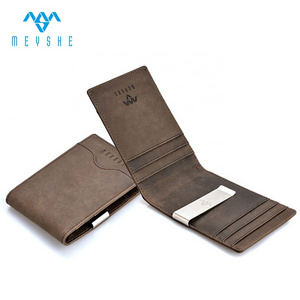 Crazy horse leather hot sale oem rfid money clip wallet for men