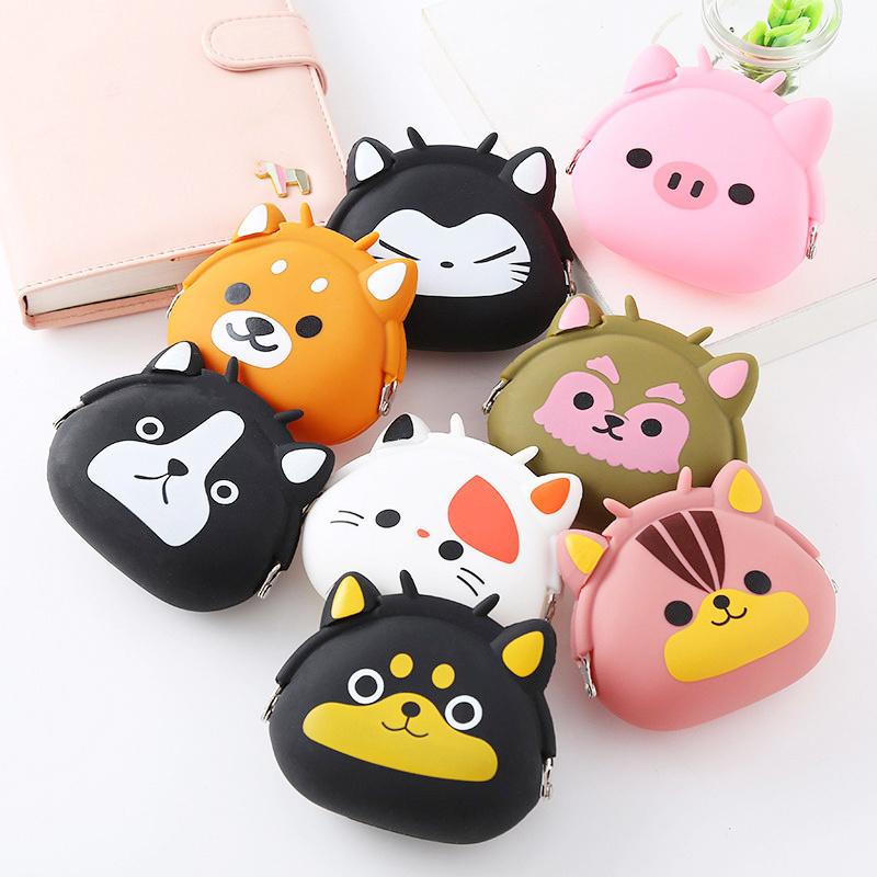 Wholesale Top-quality Cartoon Animal Silicone Mini Coin Bag Candy Color Wallet Female Change Bag Key Pouch Portable Coin Purse