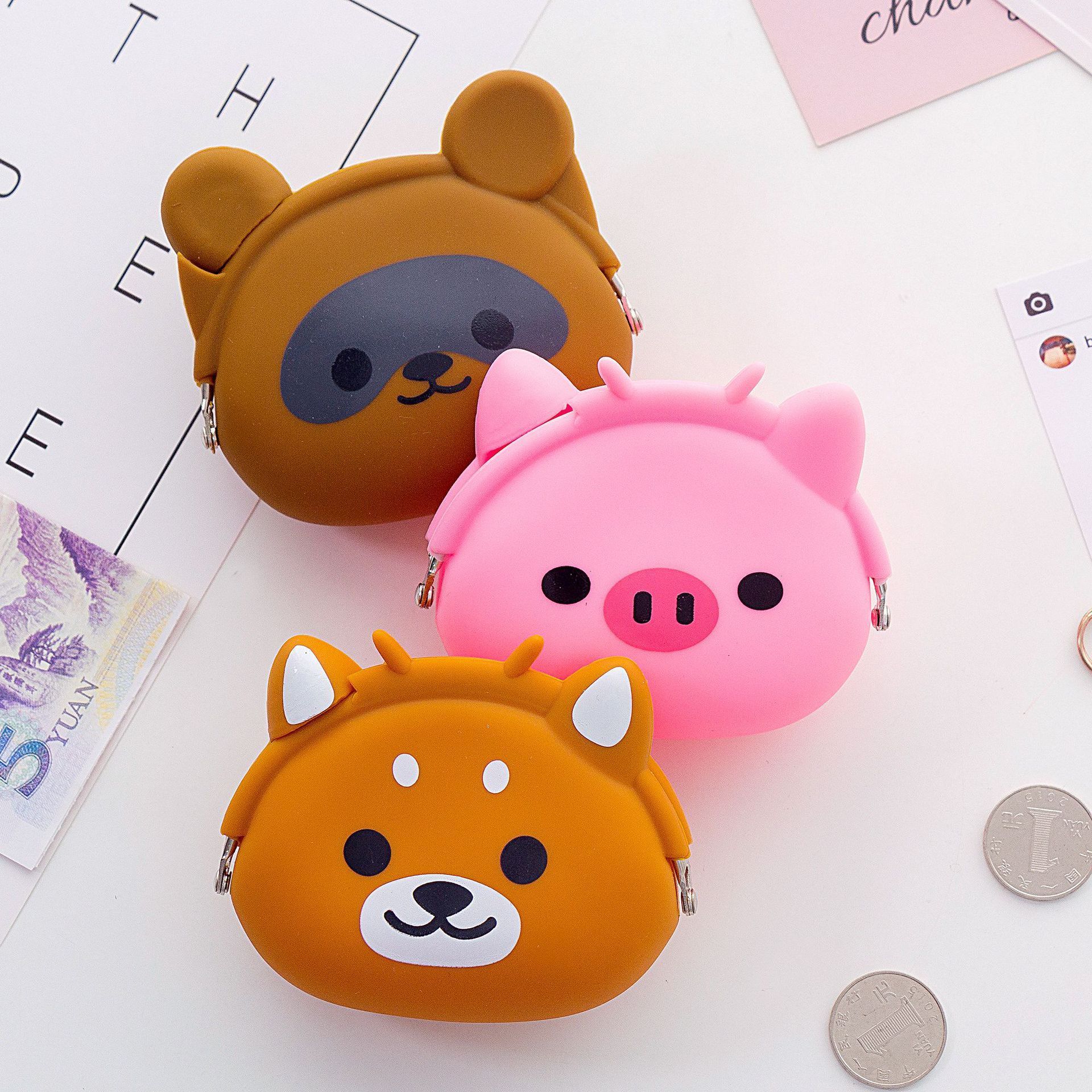 Wholesale Top-quality Cartoon Animal Silicone Mini Coin Bag Candy Color Wallet Female Change Bag Key Pouch Portable Coin Purse