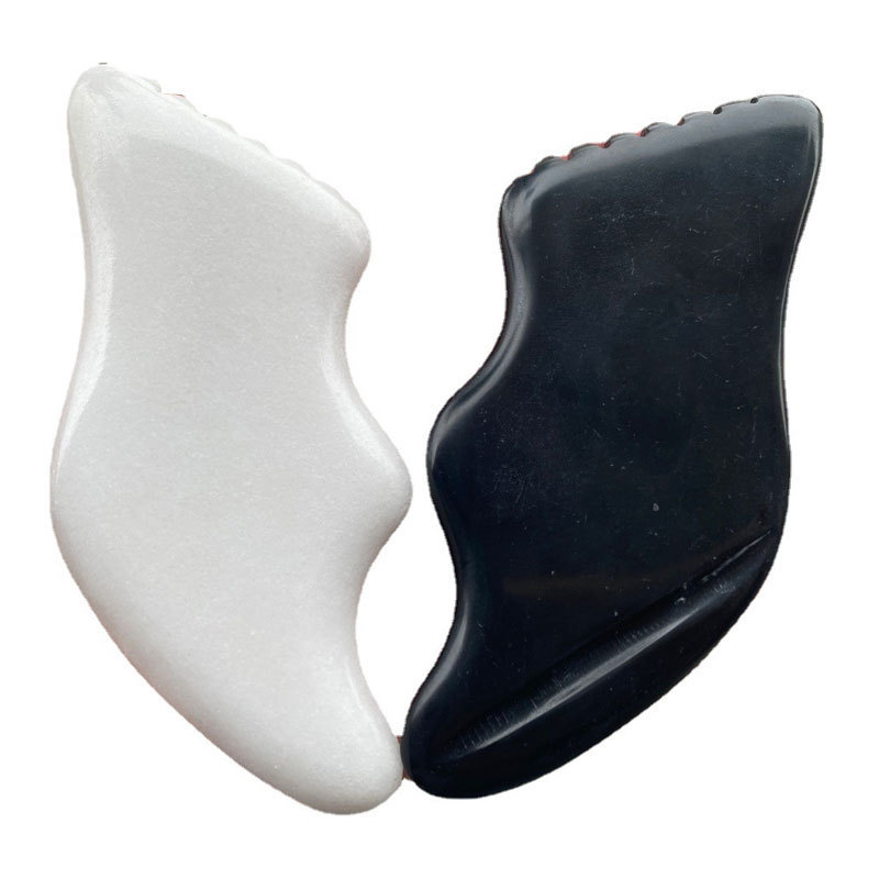 High Quality Relieve Fatigue Bian Stone Body Facial Guasha Board Natural White Stone Jade Gua Sha Tool